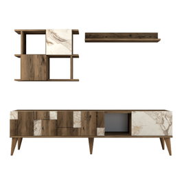 Hanah Home Mueble de TV Madrid - Blanco y nogal